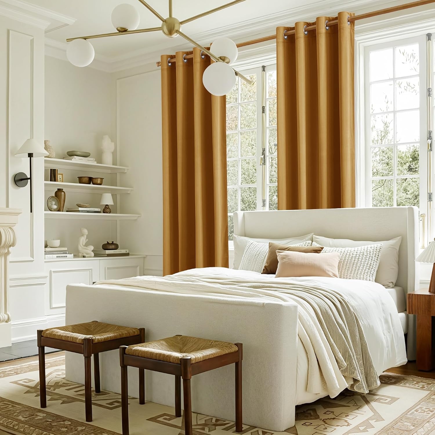image:imageNICETOWN Gold Brown 90 inch Long Velvet Curtains amp Drapes 2 PanelsGold Brown
