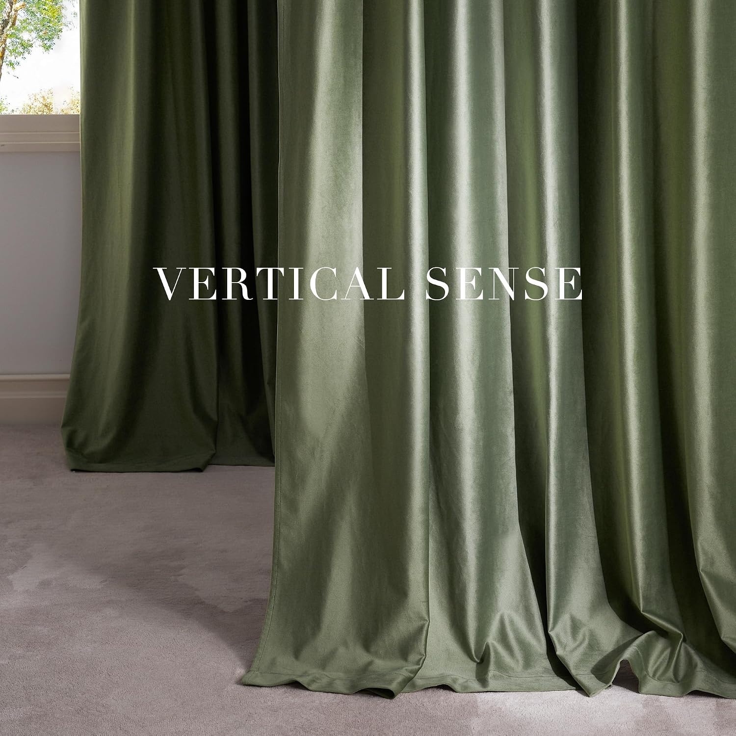 image:imageNICETOWN Gold Brown 90 inch Long Velvet Curtains amp Drapes 2 PanelsGrey Green