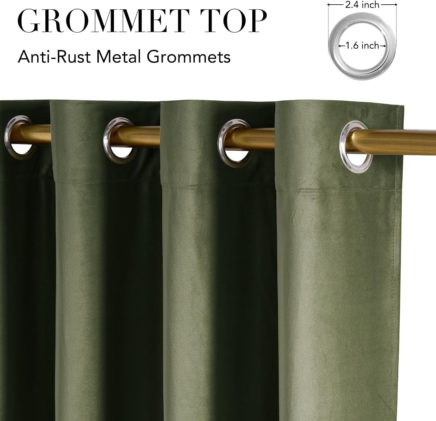 image:imageNICETOWN Gold Brown 90 inch Long Velvet Curtains amp Drapes 2 PanelsGrey Green