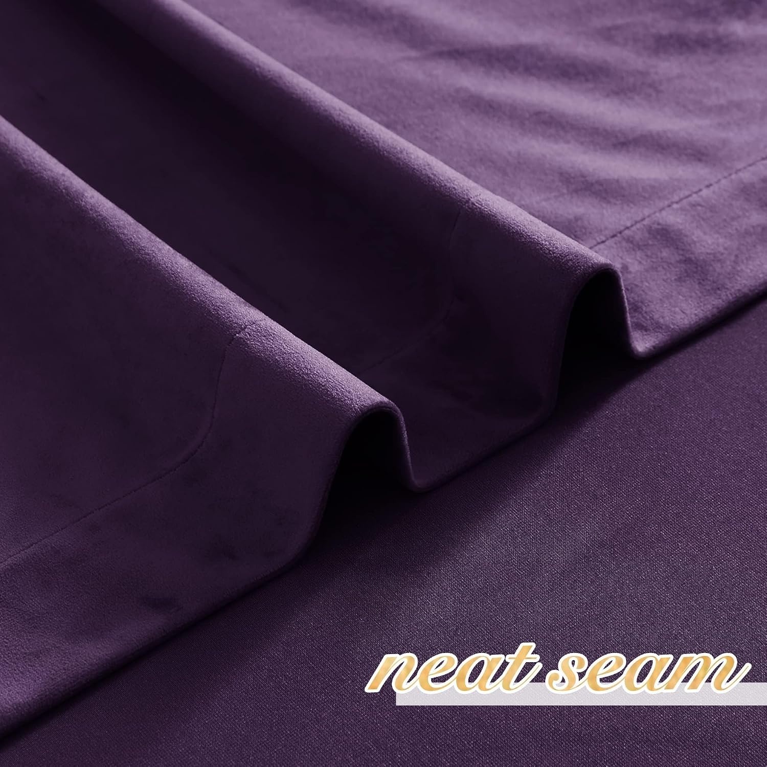 image:imageNICETOWN Gold Brown 90 inch Long Velvet Curtains amp Drapes 2 PanelsPurple