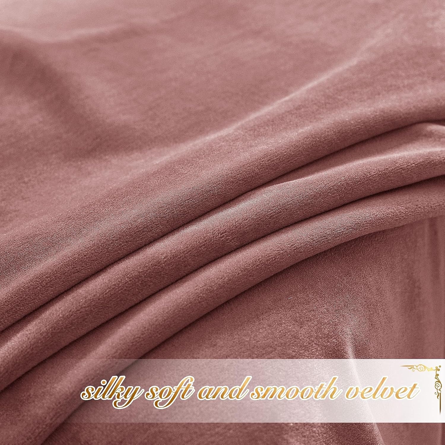 image:imageNICETOWN Gold Brown 90 inch Long Velvet Curtains amp Drapes 2 PanelsWild Rose