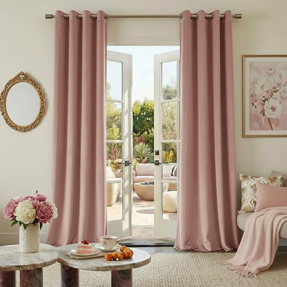 image:imageNICETOWN Gold Brown 90 inch Long Velvet Curtains amp Drapes 2 PanelsDesert Rose
