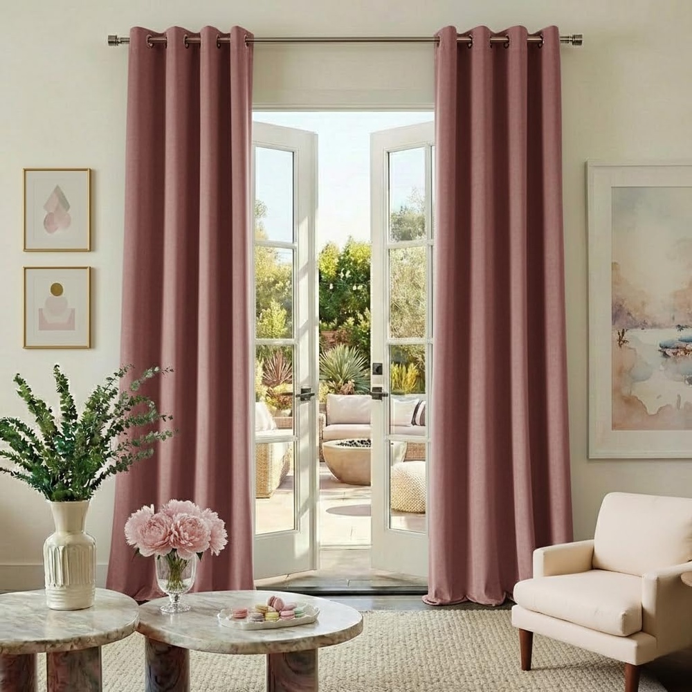 image:imageNICETOWN Gold Brown 90 inch Long Velvet Curtains amp Drapes 2 PanelsDusty Rose Pink
