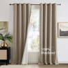 NICETOWN Gold Brown 90 inch Long Velvet Curtains & Drapes, 2 Panels(100% Blackout – Khaki)
