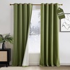 NICETOWN Gold Brown 90 inch Long Velvet Curtains & Drapes, 2 Panels(100% Blackout – Moss Green)