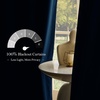 NICETOWN Gold Brown 90 inch Long Velvet Curtains & Drapes, 2 Panels(100% Blackout – Navy Blue)