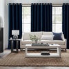 NICETOWN Gold Brown 90 inch Long Velvet Curtains & Drapes, 2 Panels(100% Blackout – Navy Blue)