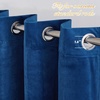 NICETOWN Gold Brown 90 inch Long Velvet Curtains & Drapes, 2 Panels(Blue)