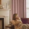 NICETOWN Gold Brown 90 inch Long Velvet Curtains & Drapes, 2 Panels(Dusty Pink)