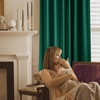 NICETOWN Gold Brown 90 inch Long Velvet Curtains & Drapes, 2 Panels(Emerald Green)