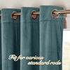 NICETOWN Gold Brown 90 inch Long Velvet Curtains & Drapes, 2 Panels(Greyish Blue)