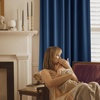 NICETOWN Gold Brown 90 inch Long Velvet Curtains & Drapes, 2 Panels(Navy Blue)