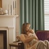 NICETOWN Gold Brown 90 inch Long Velvet Curtains & Drapes, 2 Panels(Sage Green)