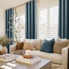 NICETOWN Gold Brown 90 inch Long Velvet Curtains & Drapes, 2 Panels(Stone Blue)