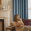 NICETOWN Gold Brown 90 inch Long Velvet Curtains & Drapes, 2 Panels(Stone Blue)