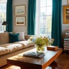NICETOWN Gold Brown 90 inch Long Velvet Curtains & Drapes, 2 Panels(Teal)