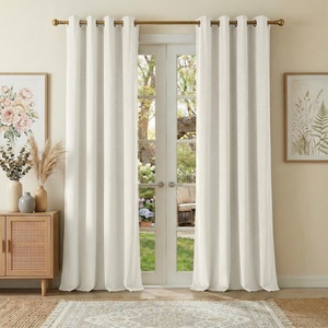 NICETOWN Gold Brown 90 inch Long Velvet Curtains & Drapes, 2 Panels(100% Blackout – Cream Ivory)