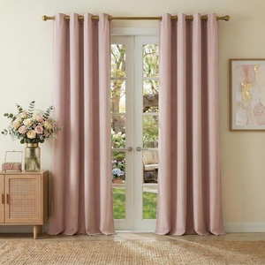 NICETOWN Gold Brown 90 inch Long Velvet Curtains & Drapes, 2 Panels(100% Blackout – Dusty Pink)