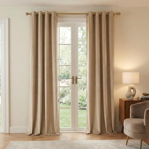NICETOWN Gold Brown 90 inch Long Velvet Curtains & Drapes, 2 Panels(Beige)
