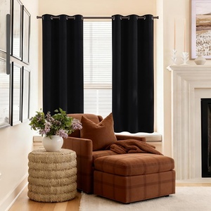 NICETOWN Gold Brown 90 inch Long Velvet Curtains & Drapes, 2 Panels(Black)