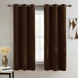 NICETOWN Gold Brown 90 inch Long Velvet Curtains & Drapes, 2 Panels(Brown)
