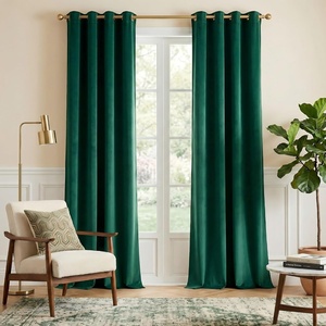 NICETOWN Gold Brown 90 inch Long Velvet Curtains & Drapes, 2 Panels(Emerald Green)