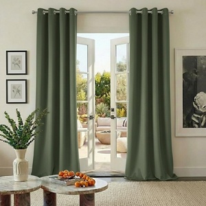 NICETOWN Gold Brown 90 inch Long Velvet Curtains & Drapes, 2 Panels(Grey Green)
