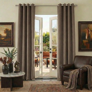 NICETOWN Gold Brown 90 inch Long Velvet Curtains & Drapes, 2 Panels(Taupe)