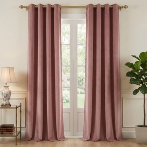 NICETOWN Gold Brown 90 inch Long Velvet Curtains & Drapes, 2 Panels(Wild Rose)