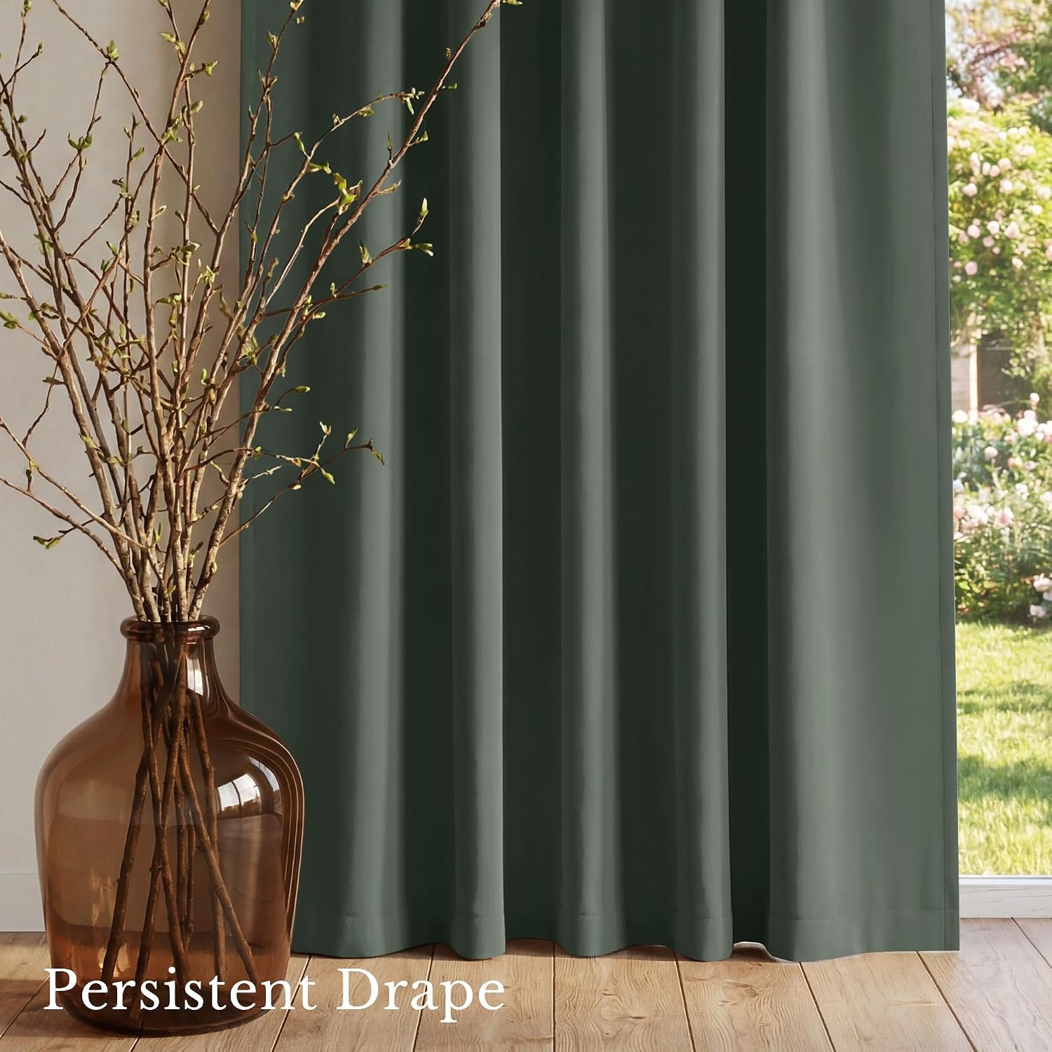 image:imageNICETOWN 4 Panels Stone Blue Blackout Curtains 63 inch Length for NurseryGreyish Green