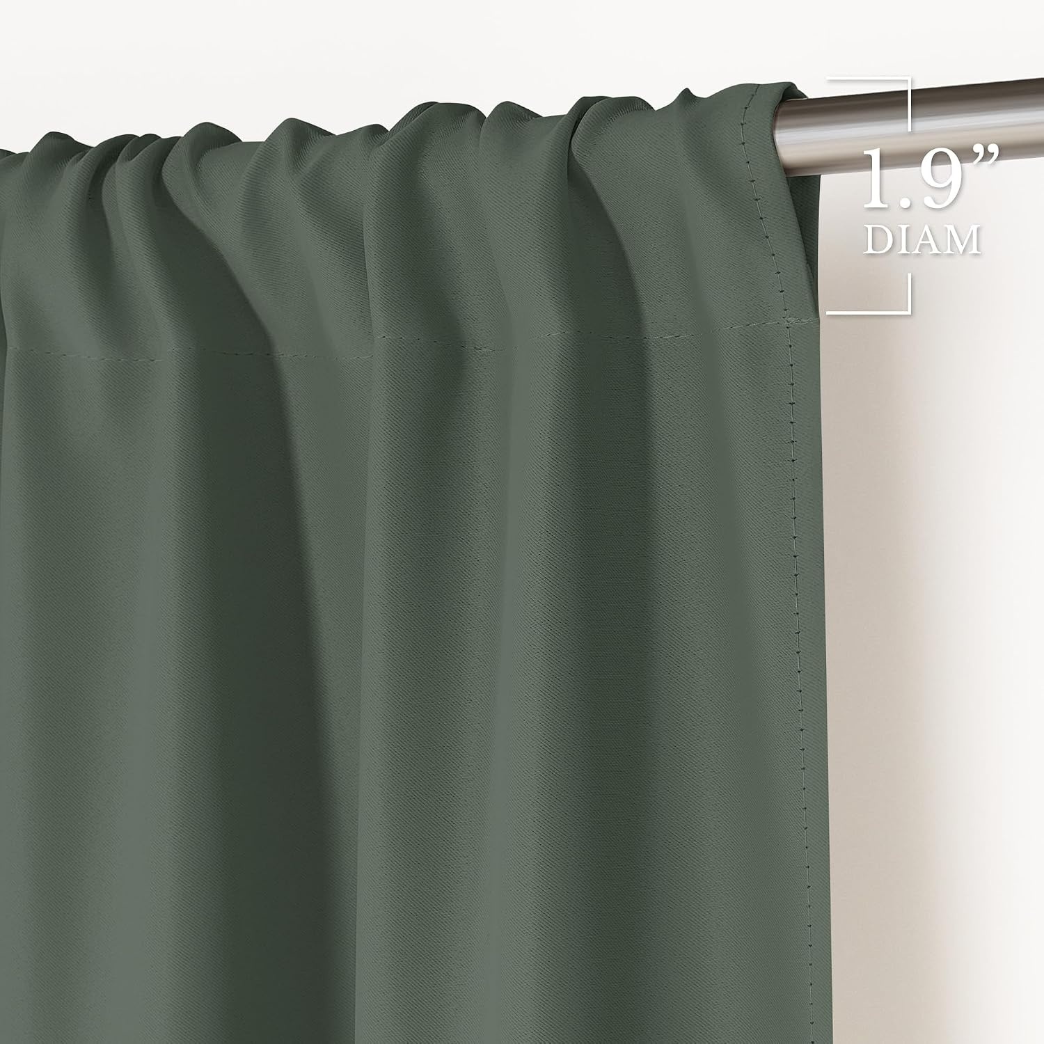 image:imageNICETOWN 4 Panels Stone Blue Blackout Curtains 63 inch Length for NurseryGreyish Green