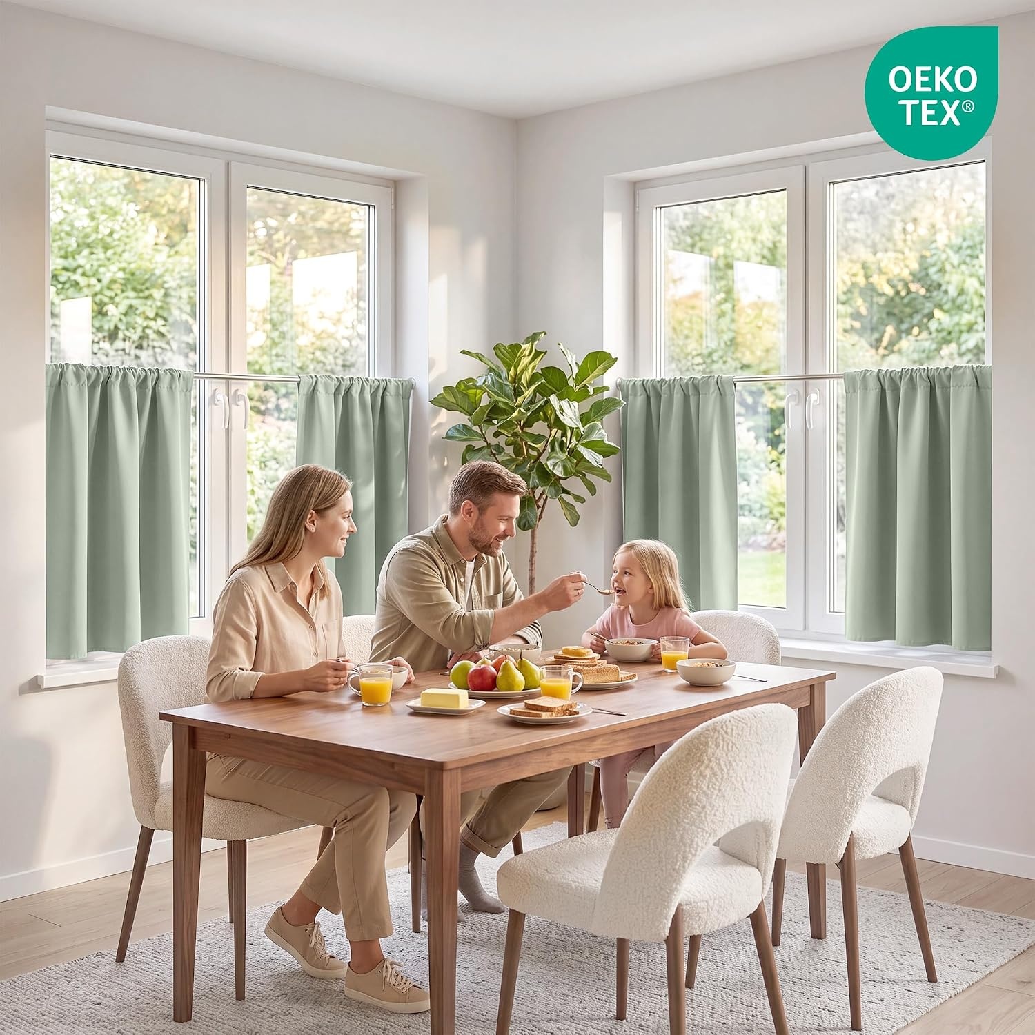 image:imageNICETOWN 4 Panels Stone Blue Blackout Curtains 63 inch Length for NurserySage Green
