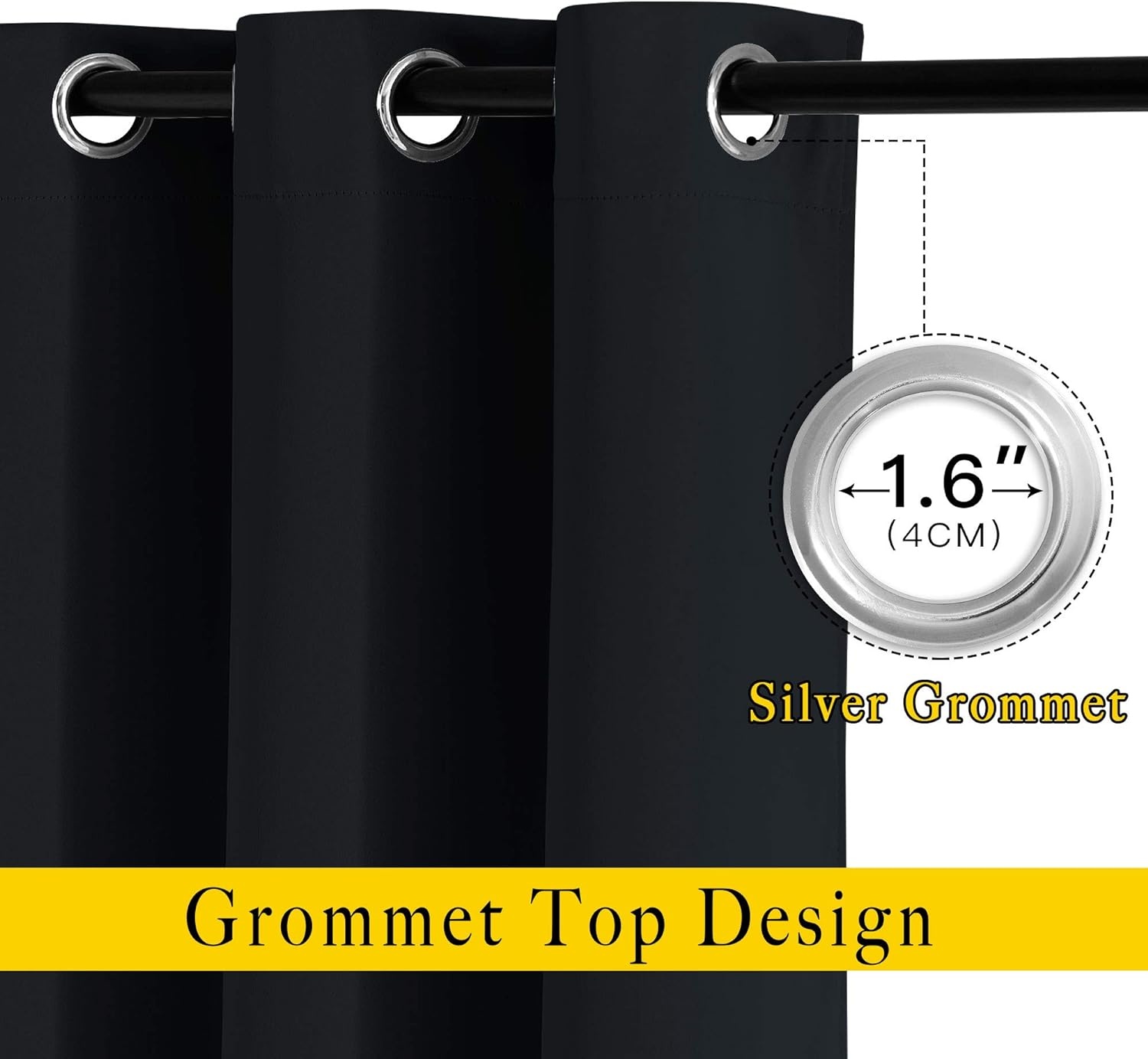 image:imageNICETOWN Black Out Curtains 72 Inch Length for Bedroom W52xL72 2 Panels