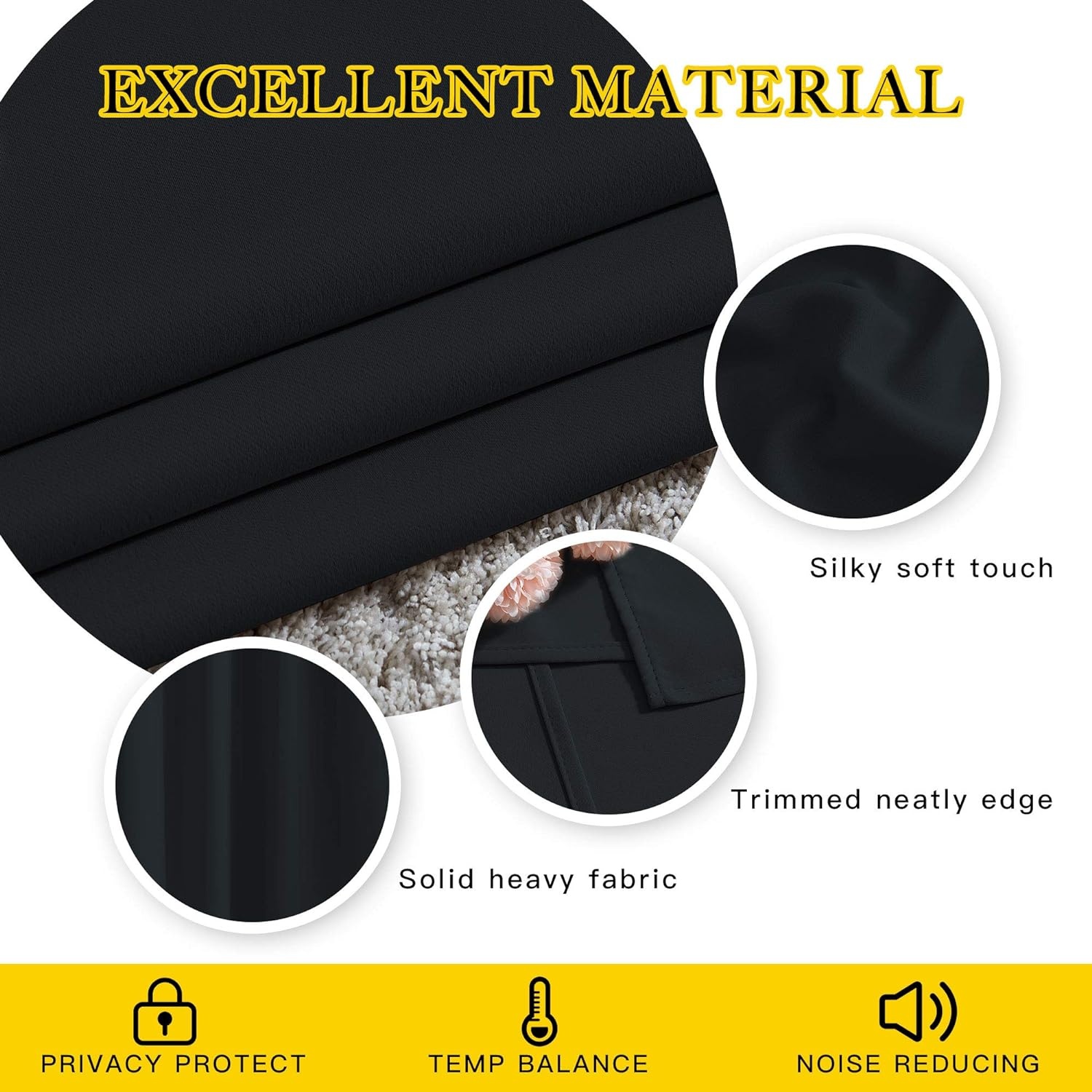 image:imageNICETOWN Black Out Curtains 72 Inch Length for Bedroom W52xL72 2 Panels