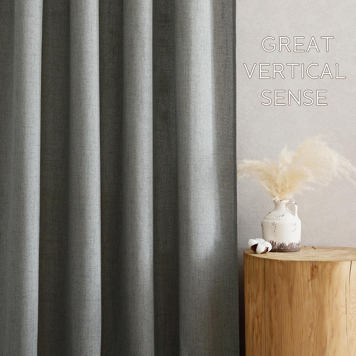 image:imageNICETOWN Faux Linen Grey Curtains for Bedroom Rod Pocket amp Back Tab Rustic Linen Blend Window Treatments Privacy with Light Through for Boys RoomLiving Room W52 x L84 2 Panels