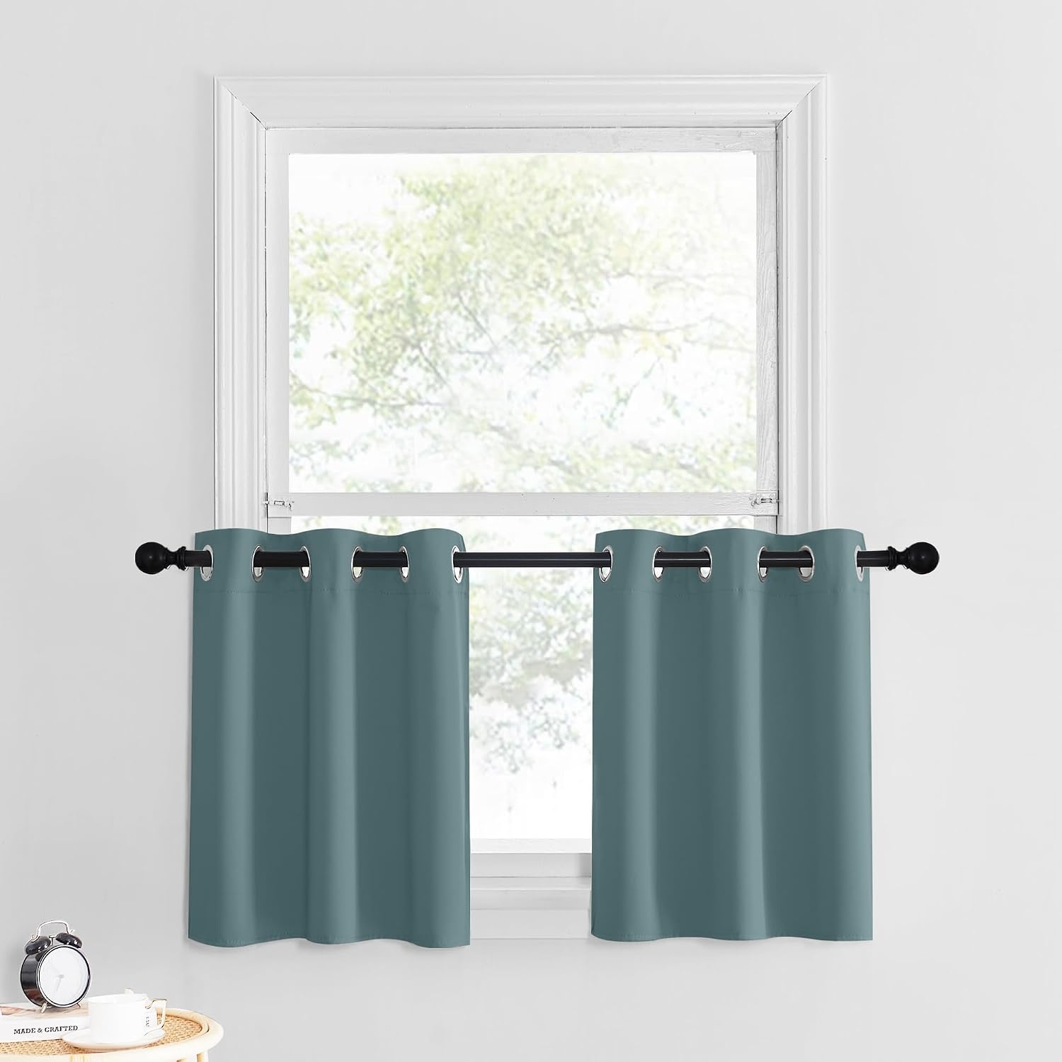 image:imageNICETOWN Kitchen Tiers Curtains for Small Window Bathroom 52 W x 30 LGreyish Blue