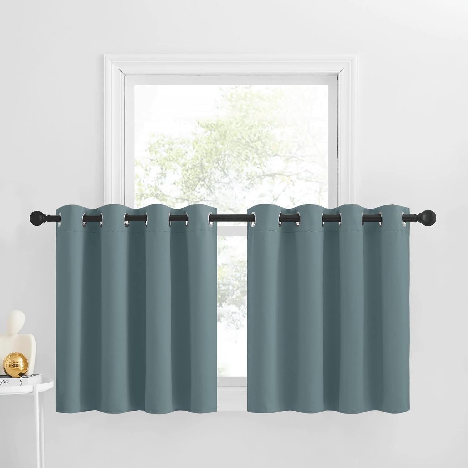 image:imageNICETOWN Kitchen Tiers Curtains for Small Window Bathroom 52 W x 30 LGreyish Blue