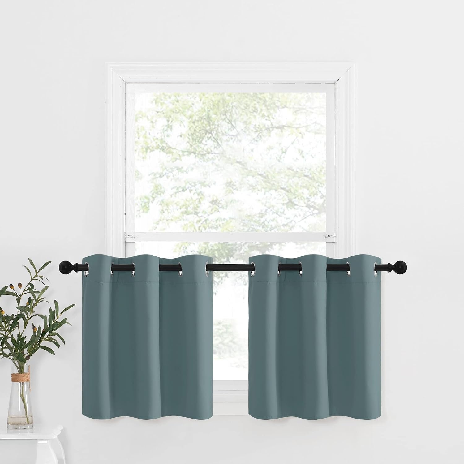 image:imageNICETOWN Kitchen Tiers Curtains for Small Window Bathroom 52 W x 30 LGreyish Blue