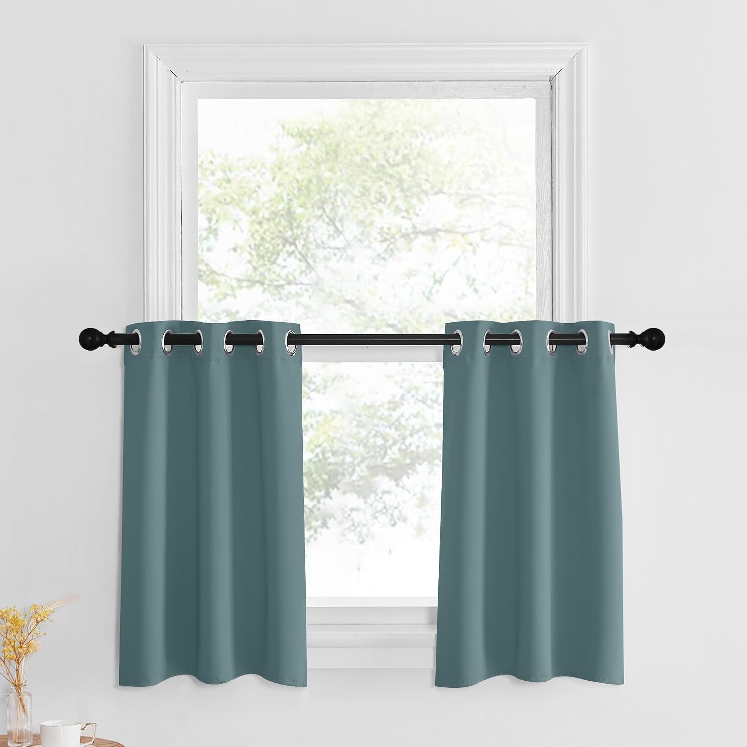 image:imageNICETOWN Kitchen Tiers Curtains for Small Window Bathroom 52 W x 30 LGreyish Blue
