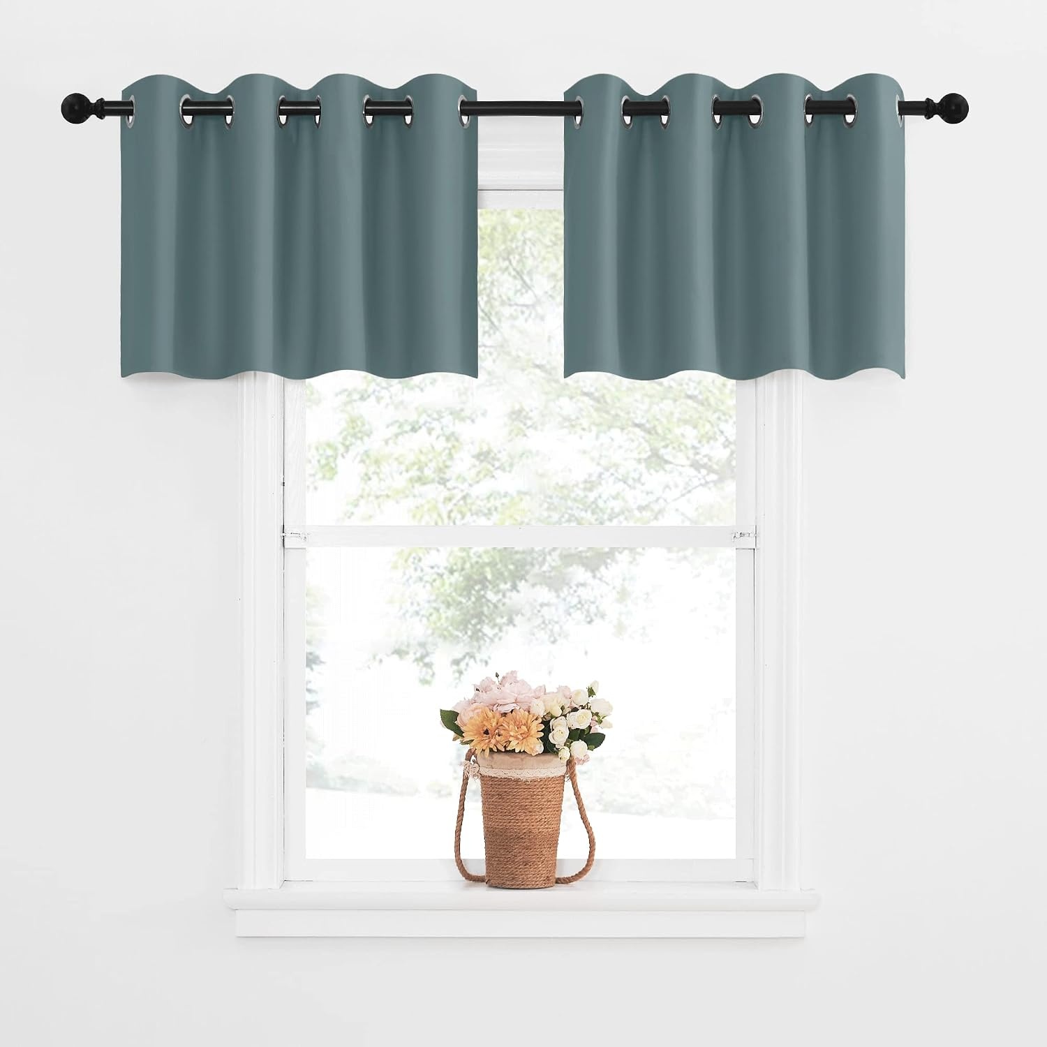 image:imageNICETOWN Kitchen Tiers Curtains for Small Window Bathroom 52 W x 30 LGreyish Blue