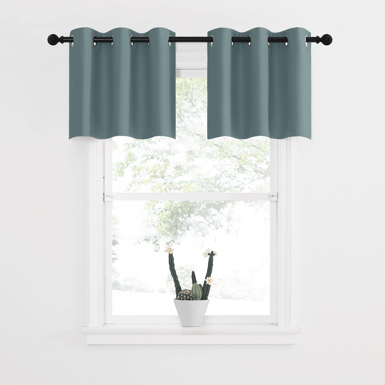 image:imageNICETOWN Kitchen Tiers Curtains for Small Window Bathroom 52 W x 30 LGreyish Blue