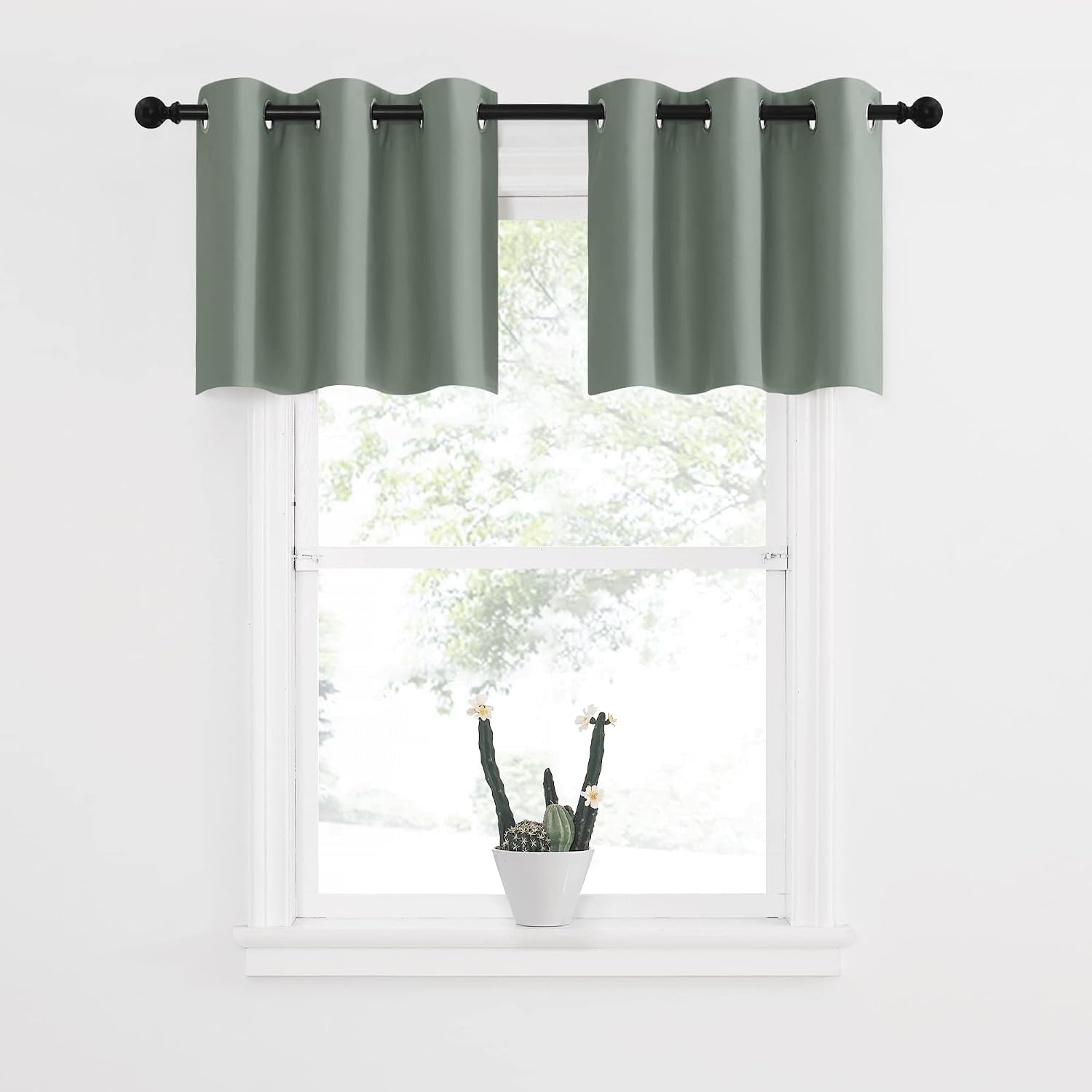 image:imageNICETOWN Kitchen Tiers Curtains for Small Window Bathroom 52 W x 30 LGreyish Green