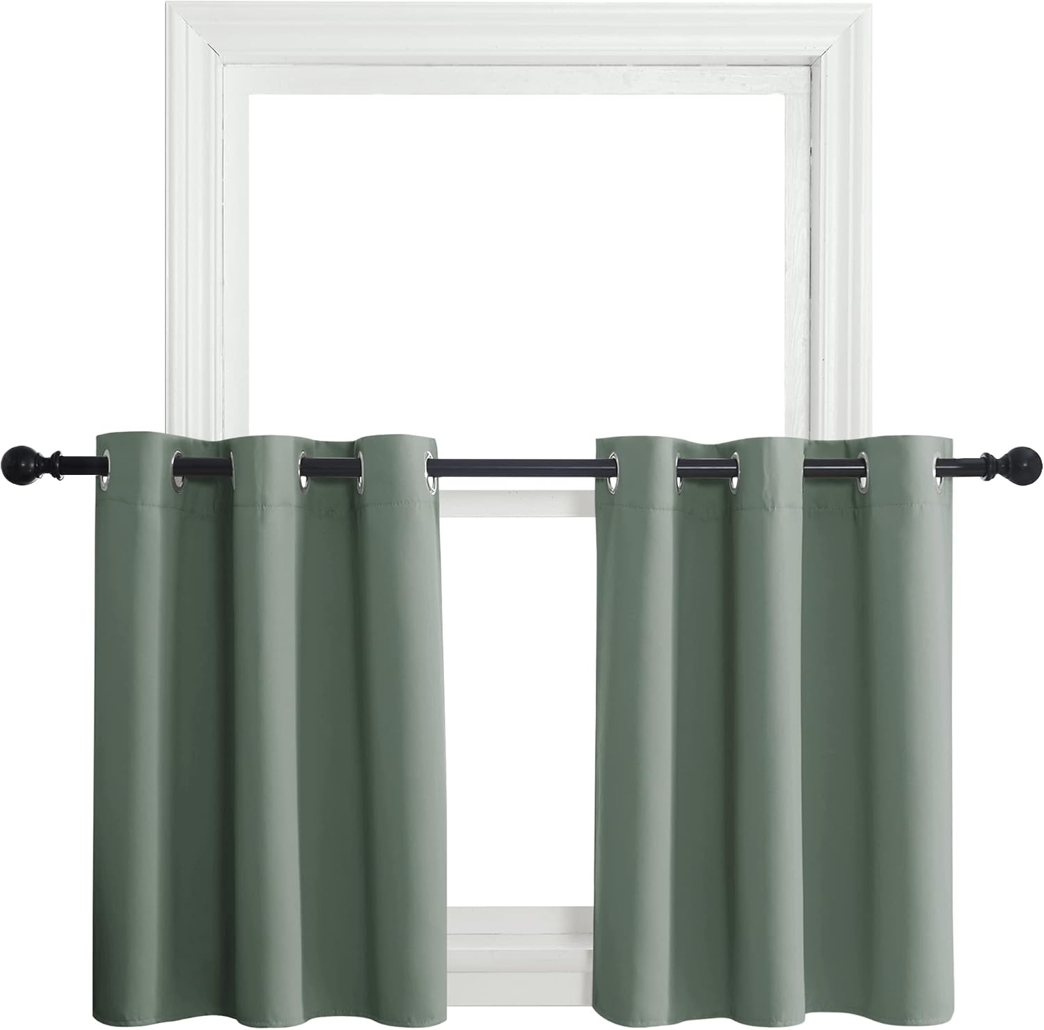 image:imageNICETOWN Kitchen Tiers Curtains for Small Window Bathroom 52 W x 30 LGreyish Green