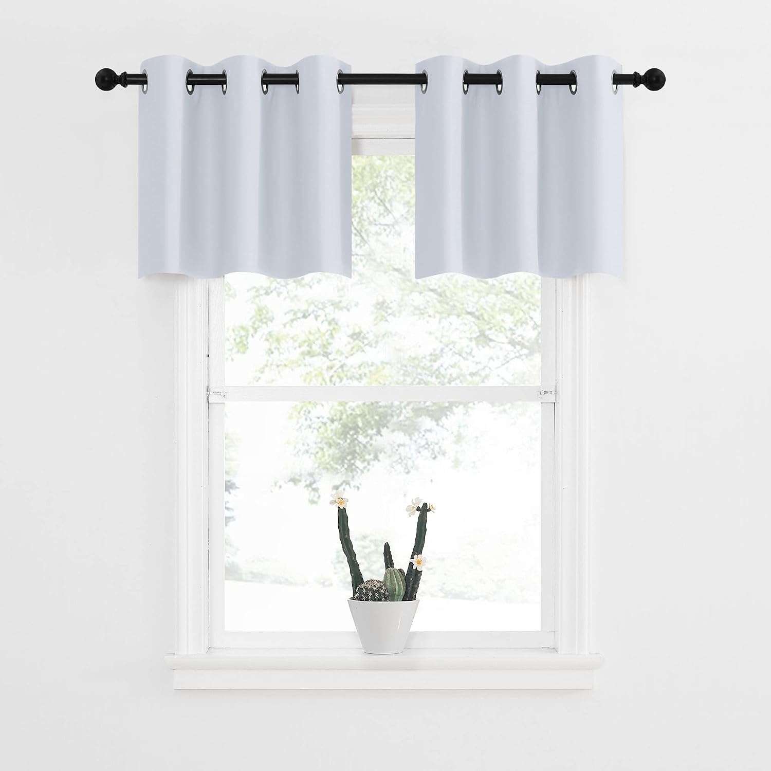 image:imageNICETOWN Kitchen Tiers Curtains for Small Window Bathroom 52 W x 30 LGreyish White