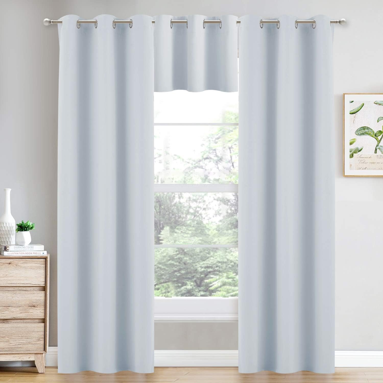 image:imageNICETOWN Kitchen Tiers Curtains for Small Window Bathroom 52 W x 30 LGreyish White