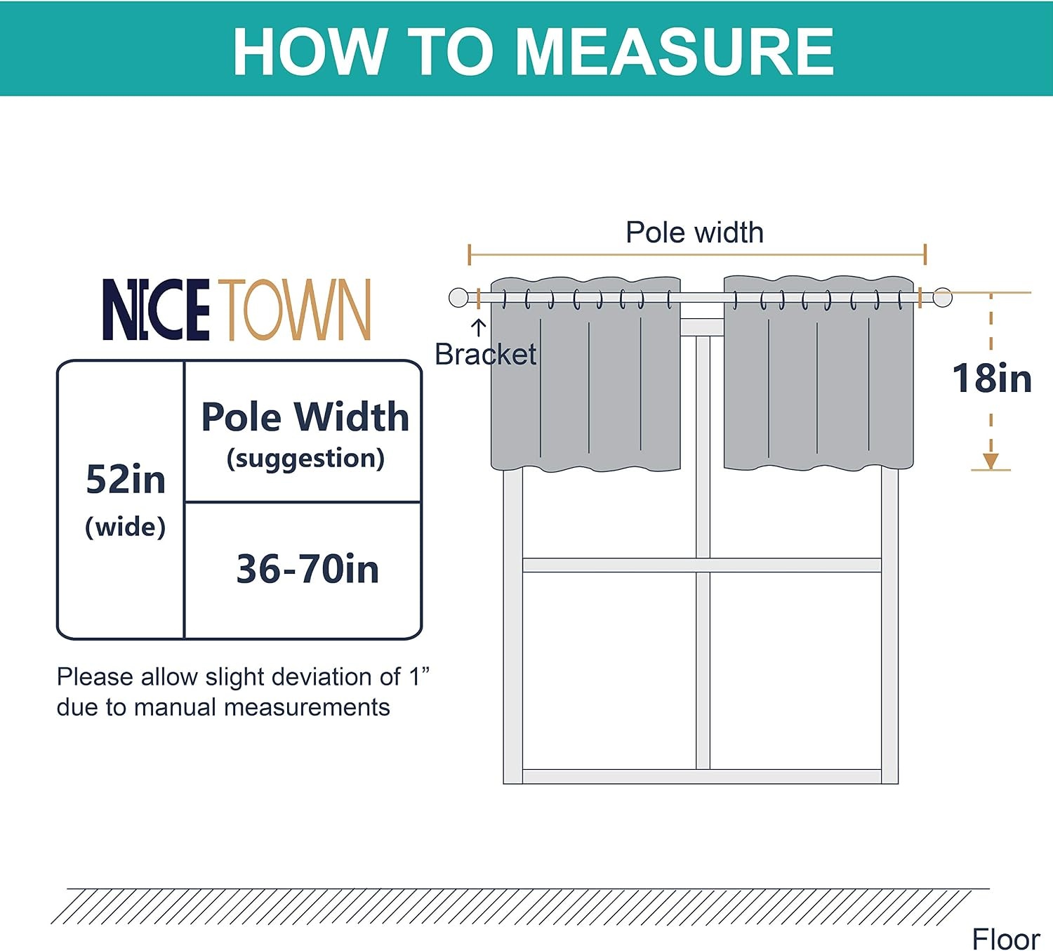 image:imageNICETOWN Kitchen Tiers Curtains for Small Window Bathroom 52 W x 30 LGreyish White