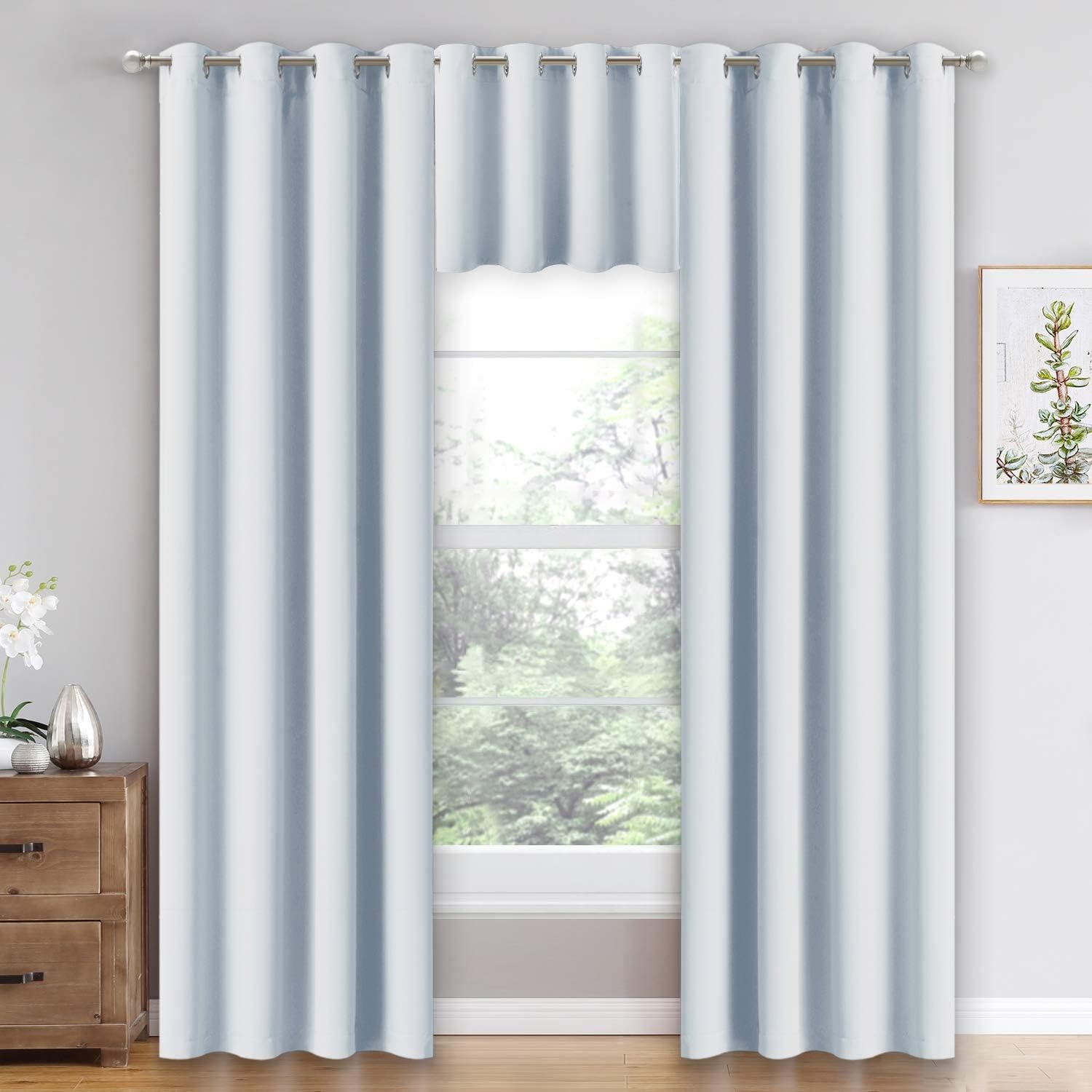 image:imageNICETOWN Kitchen Tiers Curtains for Small Window Bathroom 52 W x 30 LGreyish White