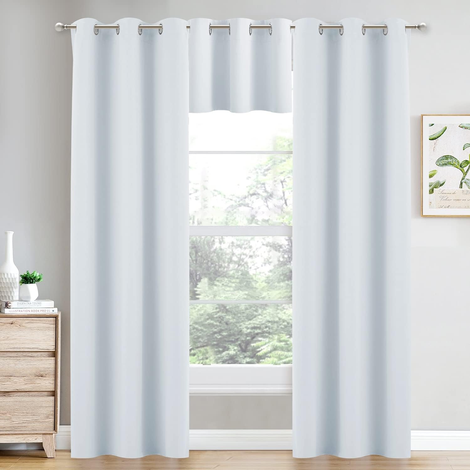 image:imageNICETOWN Kitchen Tiers Curtains for Small Window Bathroom 52 W x 30 LGreyish White