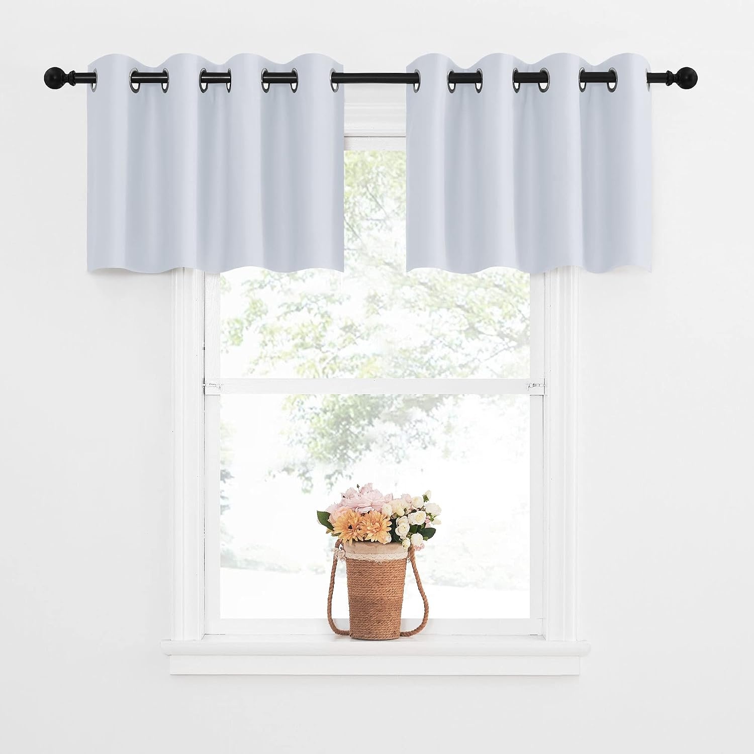 image:imageNICETOWN Kitchen Tiers Curtains for Small Window Bathroom 52 W x 30 LGreyish White