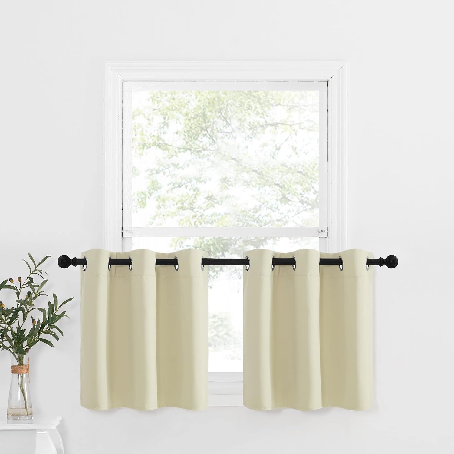image:imageNICETOWN Kitchen Tiers Curtains for Small Window Bathroom 52 W x 30 LLight Beige